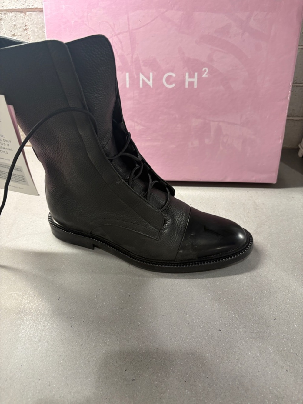 Men's Black Leather Lace-Up Ankle Boot by (unbranded)